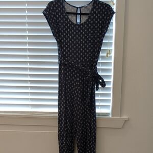 Navy Patterned Jumpsuit